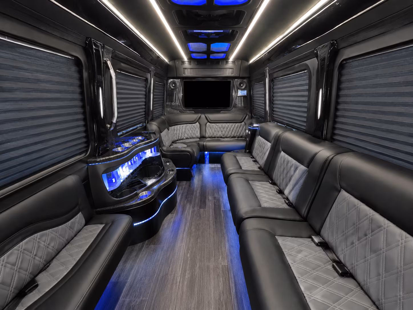 lakeville 30 passenger party bus inside