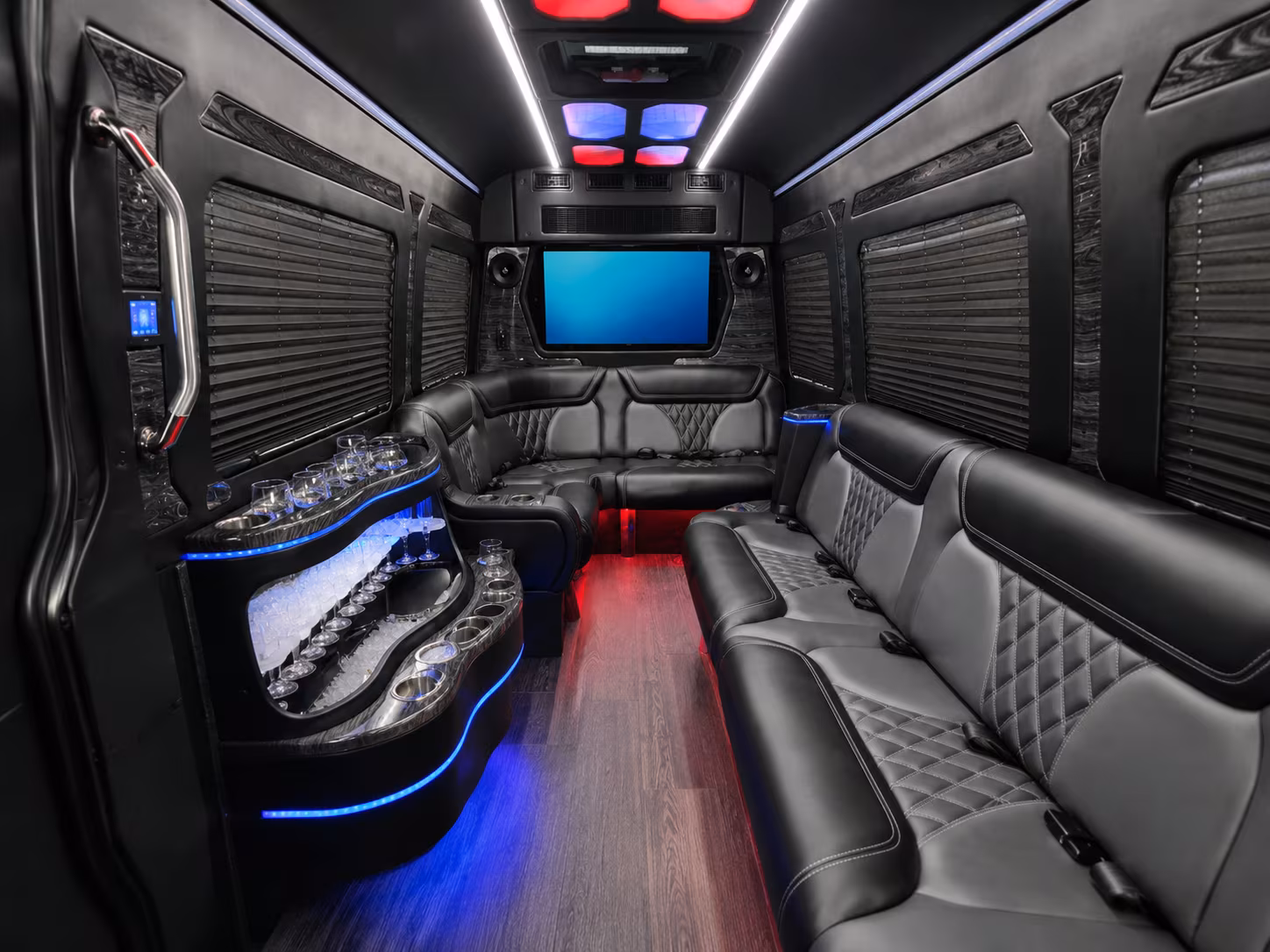 lakeville 40 passenger party bus interior