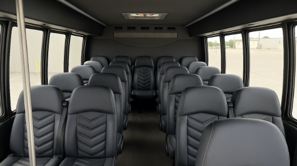 Interior of Charter Bus Company Saint Paul's 25 Passenger Mini bus in Saint Paul