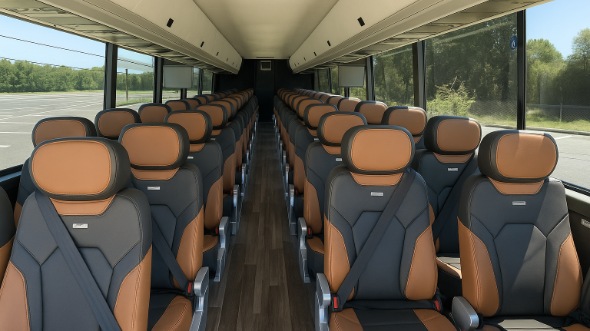 Interior of Charter Bus Company St. Louis Park's 50 Passenger Charter Bus in St. Louis Park